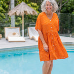    womens-short-summer-dress-orange-white-polka